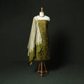 Green - Mangalagiri Silk Cotton Thread Work 3pc Unstitched Dress Material Suit Set 30