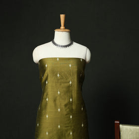 Green - Mangalagiri Silk Cotton Thread Work 3pc Unstitched Dress Material Suit Set 30