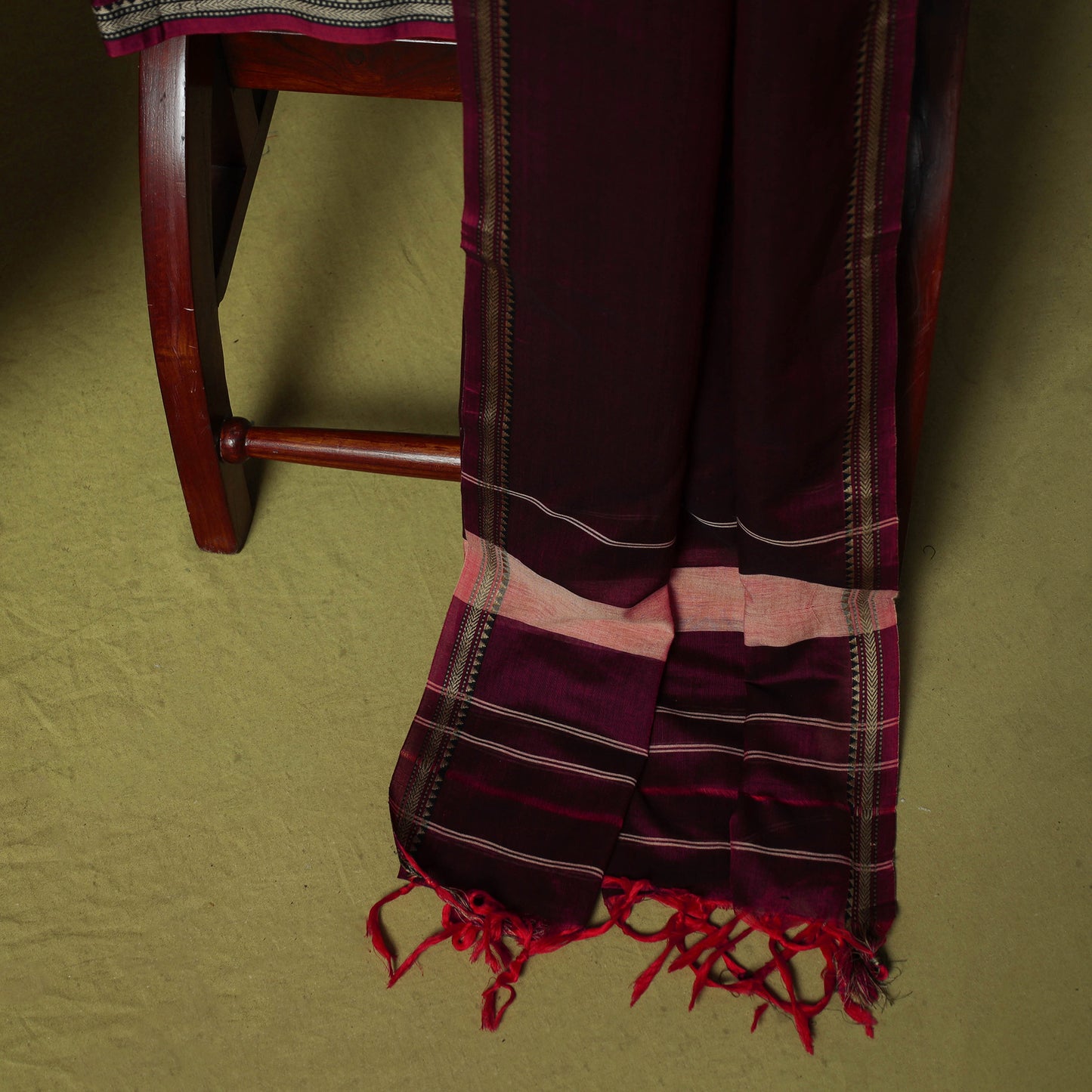 Dharwad Cotton 3pc Unstitched Dress Material Suit Set with Woven Border 47