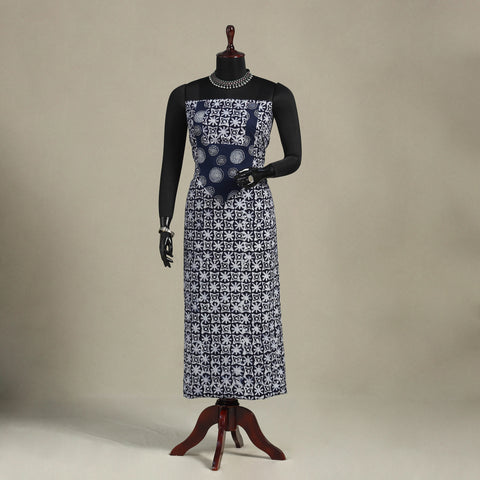 Blue - batik patchwork cotton unstitched kurta material