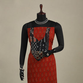 Red - bagh patchwork cotton unstitched kurta material