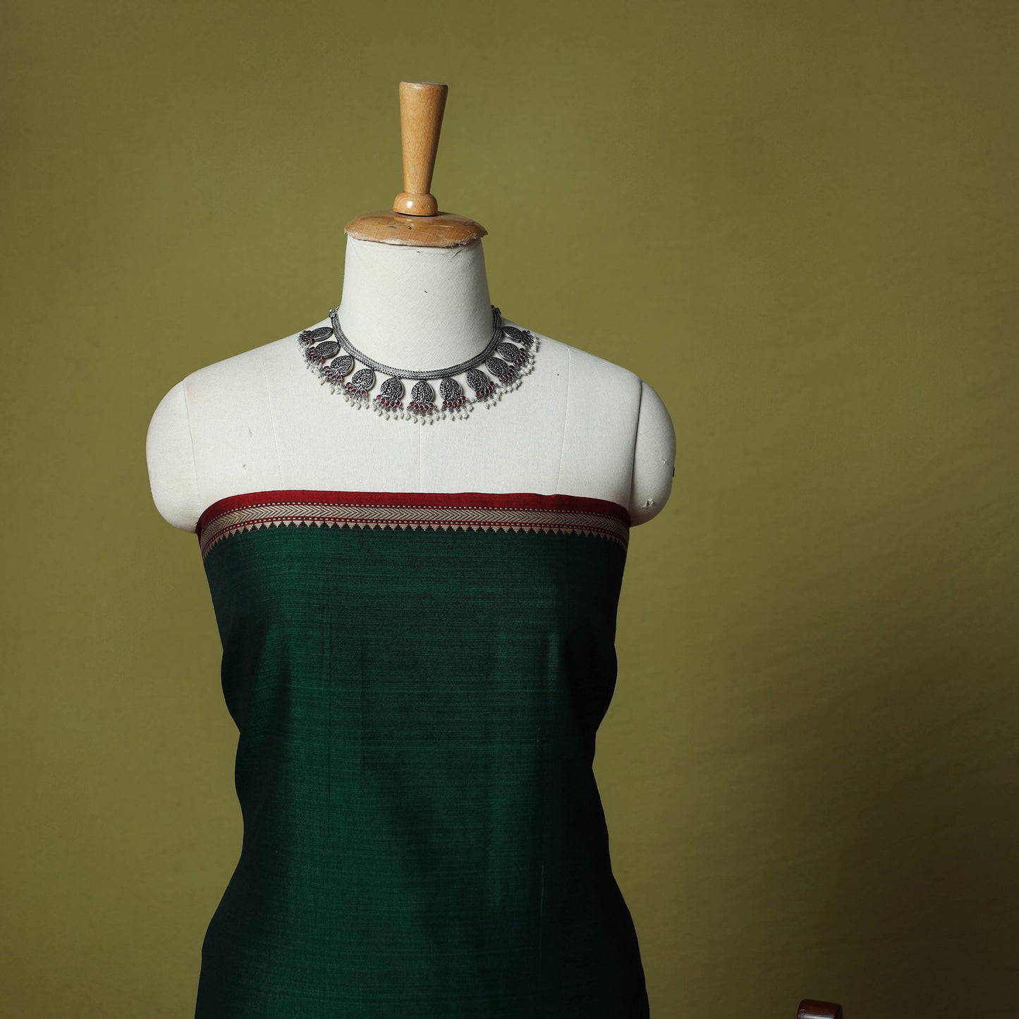 Dharwad Cotton 3pc Unstitched Dress Material Suit Set with Woven Border 50