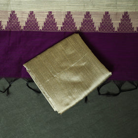 Purple - Mangalagiri Silk Cotton Thread Work 3pc Unstitched Dress Material Suit Set 32