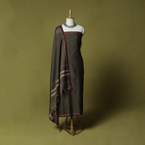 Dharwad Cotton 3pc Unstitched Dress Material Suit Set with Woven Border 51