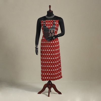 Red - bagh patchwork cotton unstitched kurta material