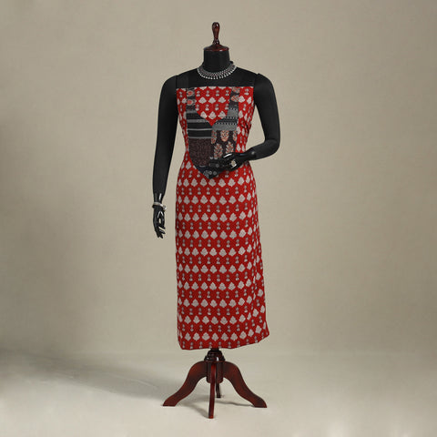 Red - bagh patchwork cotton unstitched kurta material