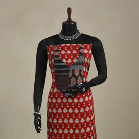 Red - bagh patchwork cotton unstitched kurta material