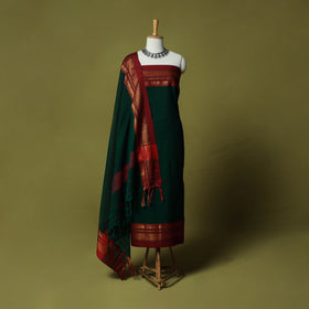 Dharwad Cotton 3pc Unstitched Dress Material Suit Set with Woven Zari Border 12