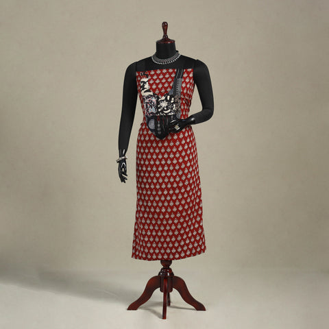 Red - bagh patchwork cotton unstitched kurta material