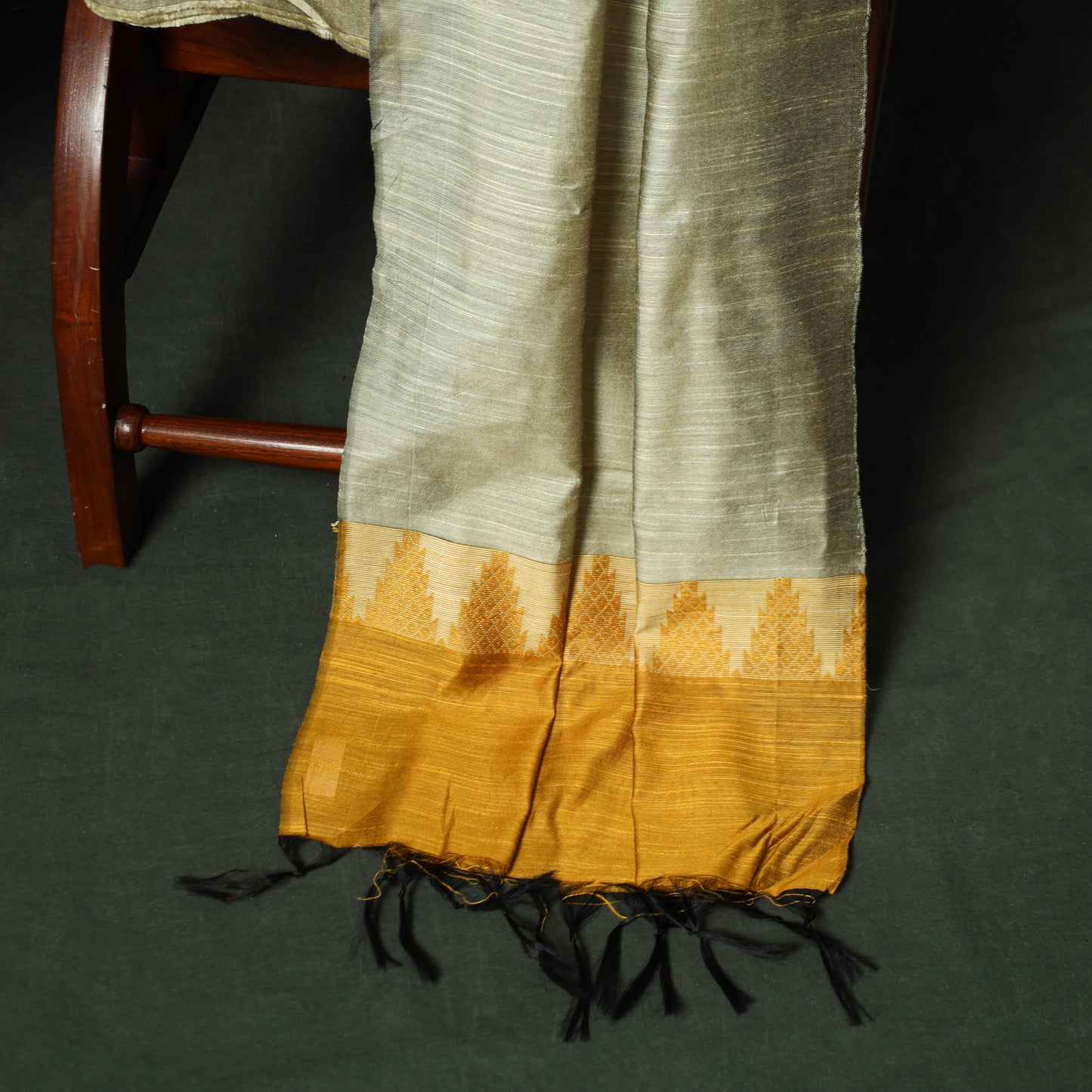 Yellow - Mangalagiri Silk Cotton Thread Work 3pc Unstitched Dress Material Suit Set 35
