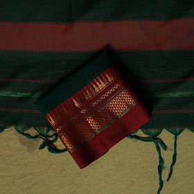 Dharwad Cotton 3pc Unstitched Dress Material Suit Set with Woven Zari Border 12