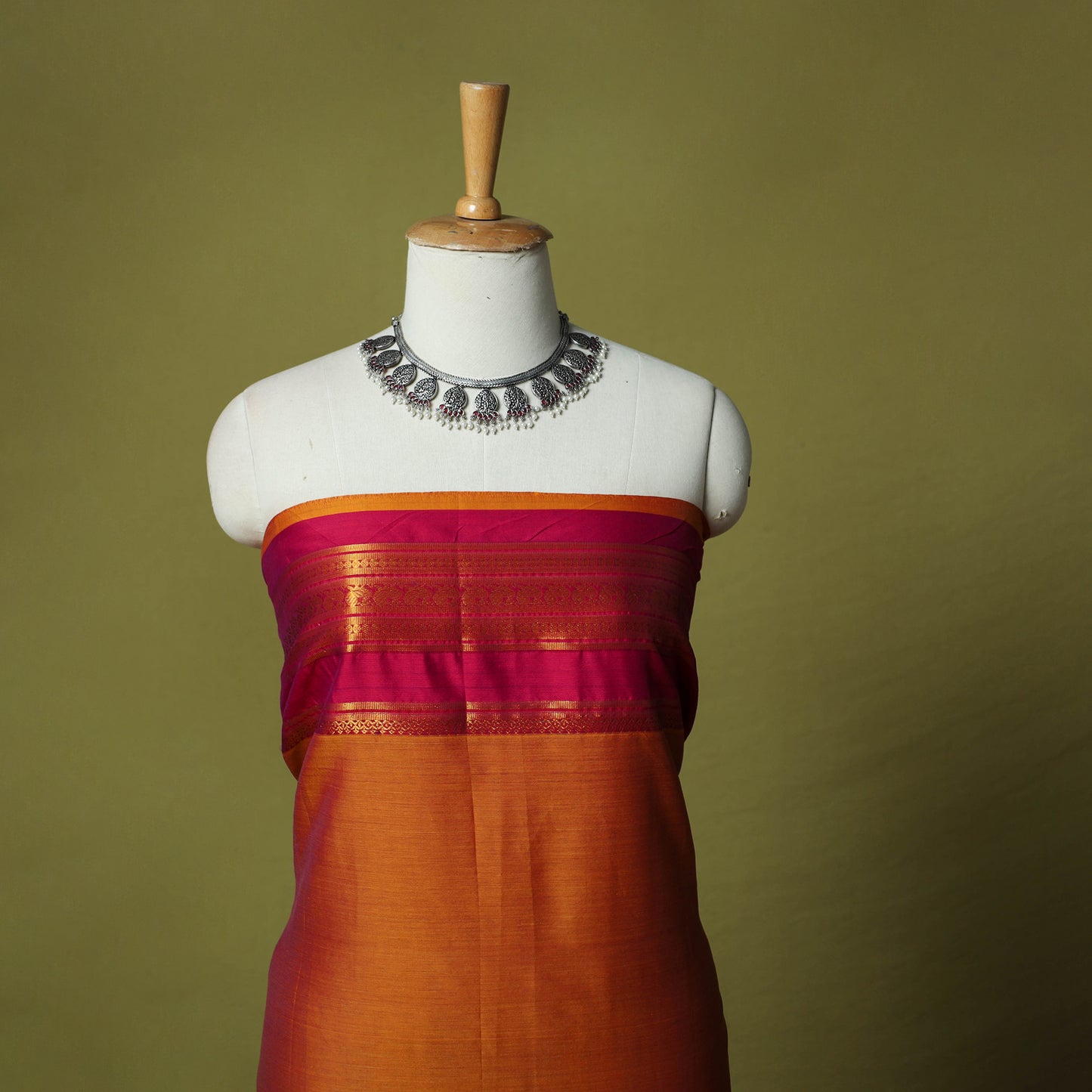 Dharwad Semi Cotton 3pc Unstitched Dress Material Suit Set with Woven Zari Border 13