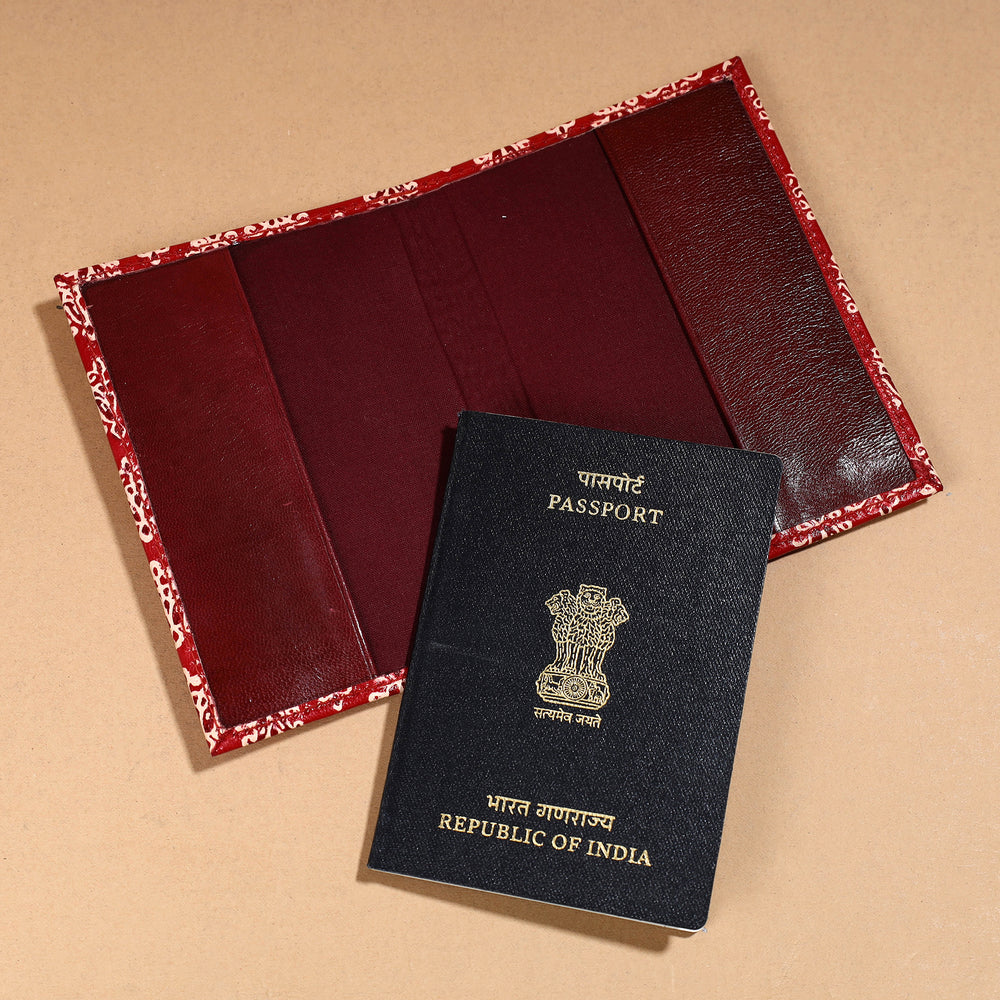 Handcrafted Embossed Leather Passport Cover