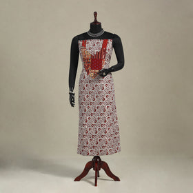 Beige - bagh patchwork cotton unstitched kurta material