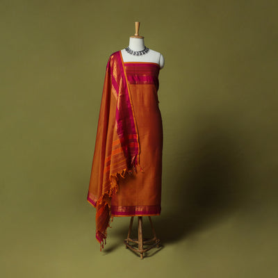 Dharwad Semi Cotton 3pc Unstitched Dress Material Suit Set with Woven Zari Border 13