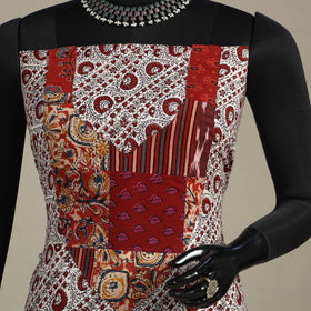 Beige - bagh patchwork cotton unstitched kurta material