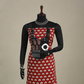 Red - bagh patchwork cotton unstitched kurta material