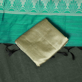 Green - Mangalagiri Silk Cotton Thread Work 3pc Unstitched Dress Material Suit Set 36