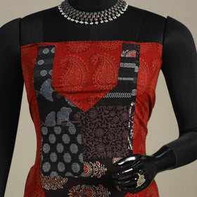 Red - bagh patchwork cotton unstitched kurta material