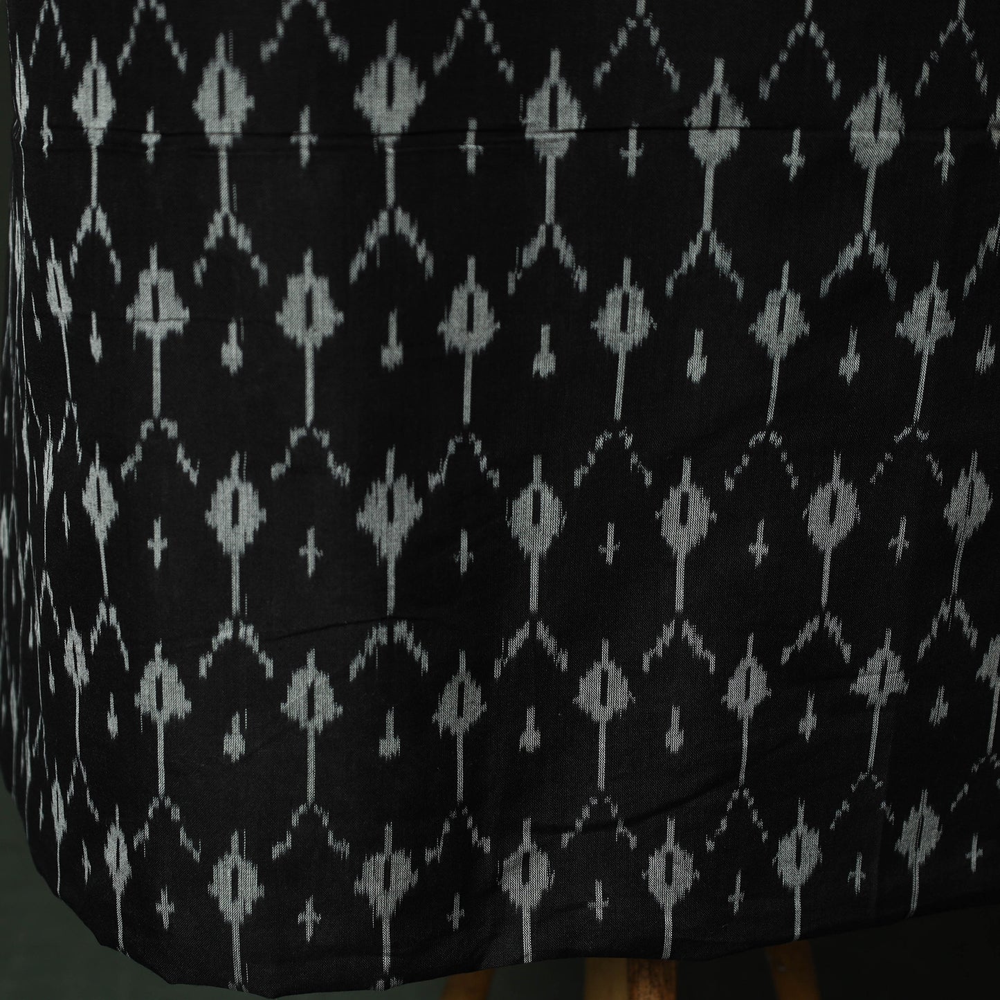 Black - Pochampally Ikat Mercerised Cotton 2pc Unstitched Dress Material Kurta Set 38