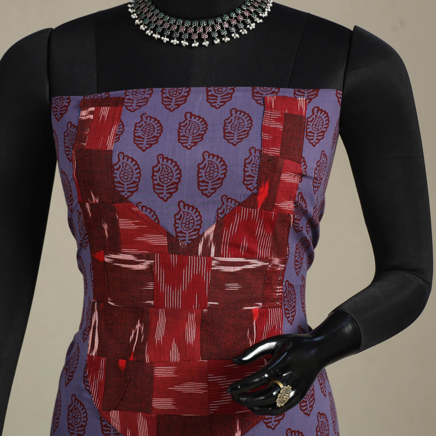 Purple - bagh patchwork cotton unstitched kurta material