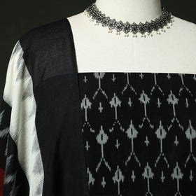 Black - Pochampally Ikat Mercerised Cotton 2pc Unstitched Dress Material Kurta Set 39