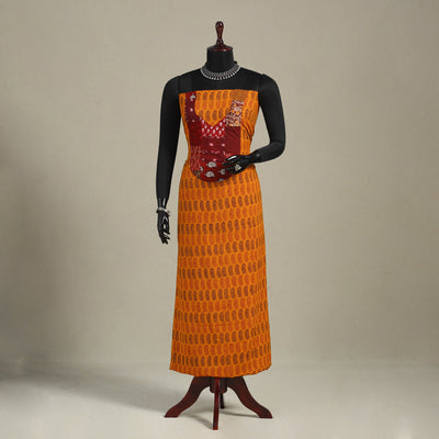 Orange - bagh patchwork cotton unstitched kurta material