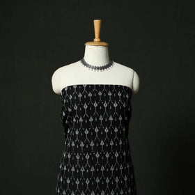 Black - Pochampally Ikat Mercerised Cotton 2pc Unstitched Dress Material Kurta Set 39