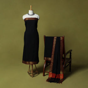 Dharwad Cotton 3pc Unstitched Dress Material Suit Set with Woven Zari Border 28