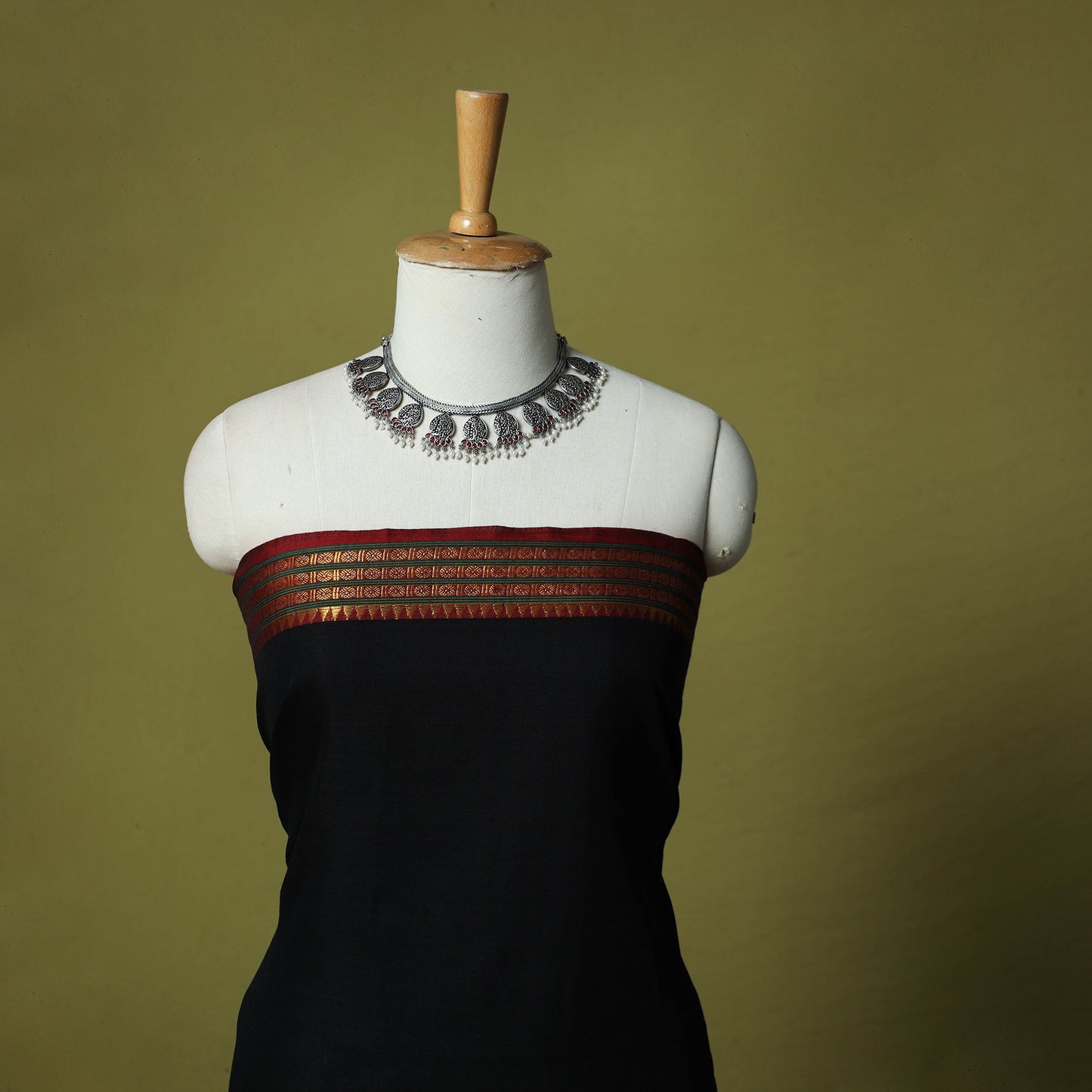 Dharwad Cotton 3pc Unstitched Dress Material Suit Set with Woven Zari Border 28