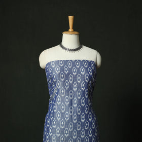Blue - Pochampally Ikat Mercerised Cotton 2pc Unstitched Dress Material Kurta Set 40