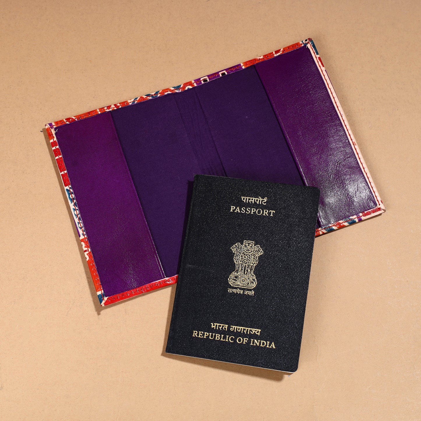 Handcrafted Embossed Leather Passport Cover