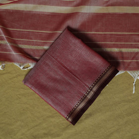 Dharwad Cotton 3pc Unstitched Dress Material Suit Set with Woven Border 52