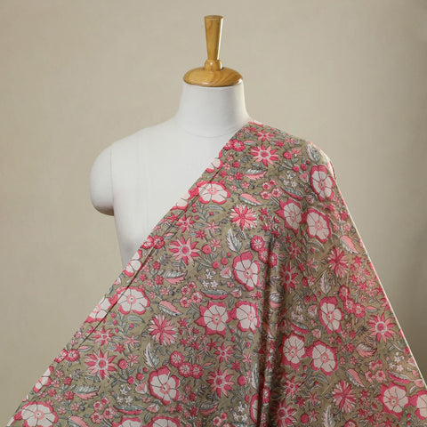 Buy Multicolor Sanganeri Block Print Cotton Fabric