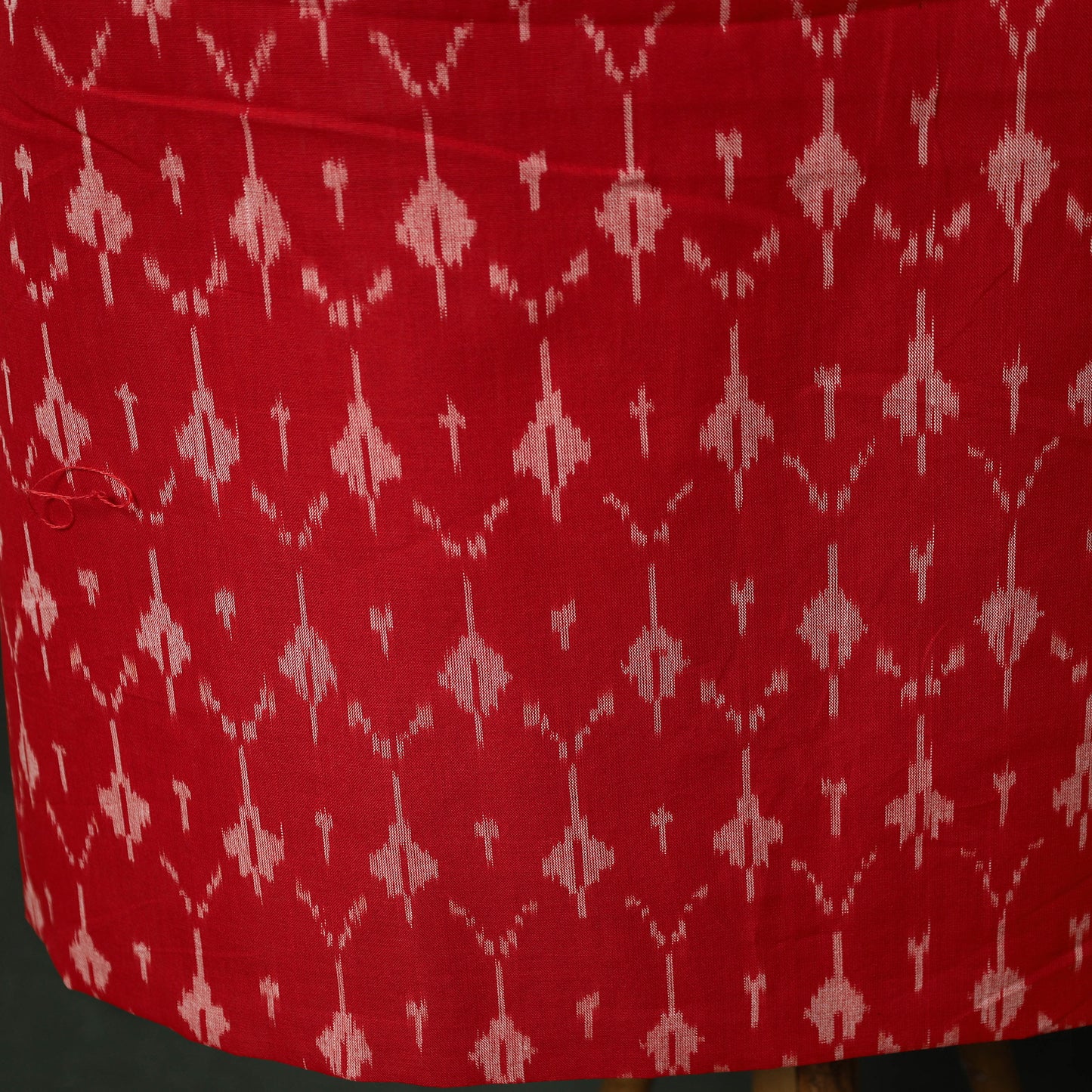 Red - Pochampally Ikat Mercerised Cotton 2pc Unstitched Dress Material Kurta Set 42