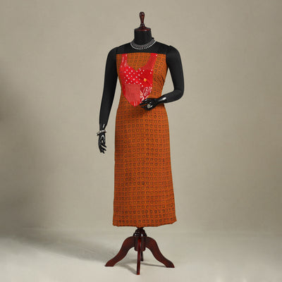 Orange - bagh patchwork cotton unstitched kurta material