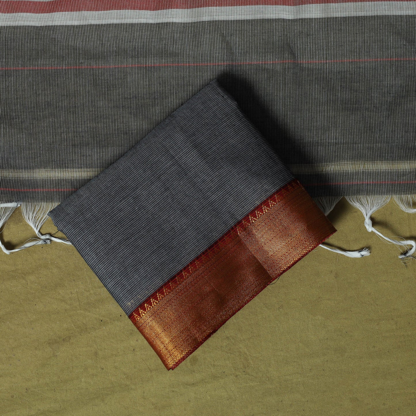 Dharwad Cotton 3pc Unstitched Dress Material Suit Set with Woven Zari Border 77