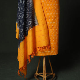 Yellow - Pochampally Ikat Mercerised Cotton 2pc Unstitched Dress Material Kurta Set 43