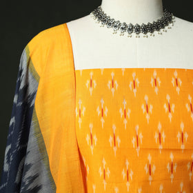Yellow - Pochampally Ikat Mercerised Cotton 2pc Unstitched Dress Material Kurta Set 43