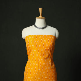 Yellow - Pochampally Ikat Mercerised Cotton 2pc Unstitched Dress Material Kurta Set 43