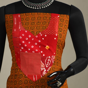 Orange - bagh patchwork cotton unstitched kurta material
