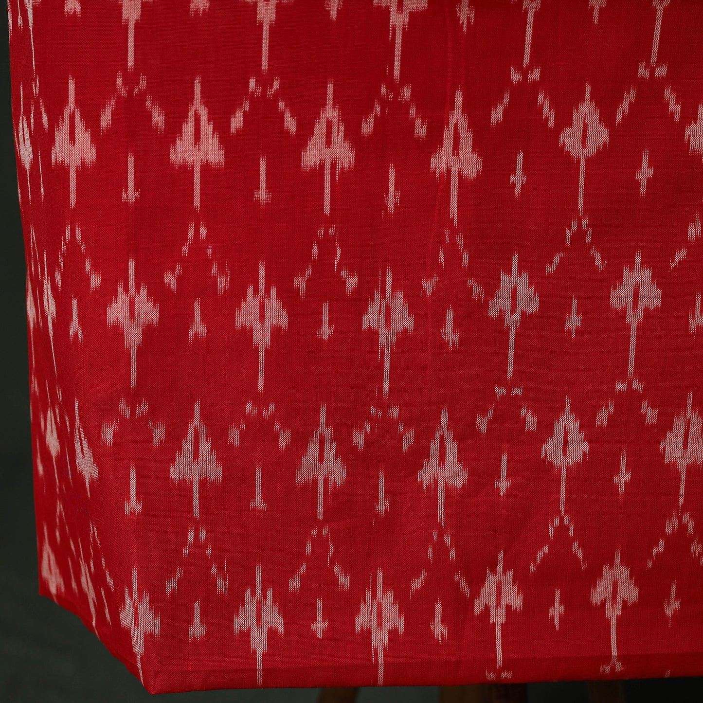 Red - Pochampally Ikat Mercerised Cotton 2pc Unstitched Dress Material Kurta Set 44