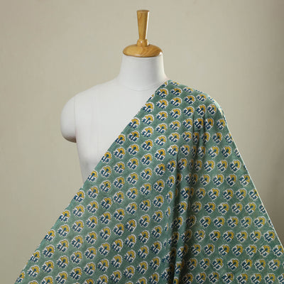  Green Sanganeri Block Print Cotton Fabric