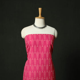 Pink - Pochampally Ikat Mercerised Cotton 2pc Unstitched Dress Material Kurta Set 45
