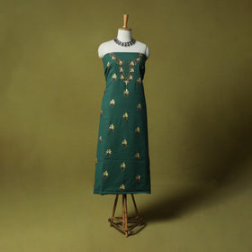 Green - Hand Embroidered Cotton Kashida 2pc Unstitched Dress Material Kurta Set 01