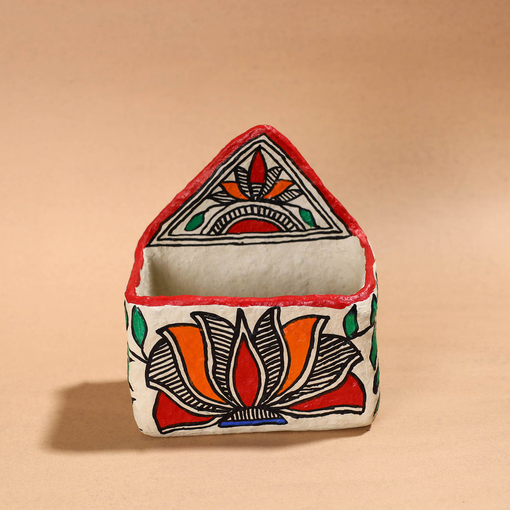 Madhubani Handpainted Paper Mache Letter & Paper Holder