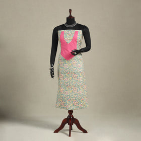 Green - sanganeri patchwork cotton unstitched kurta