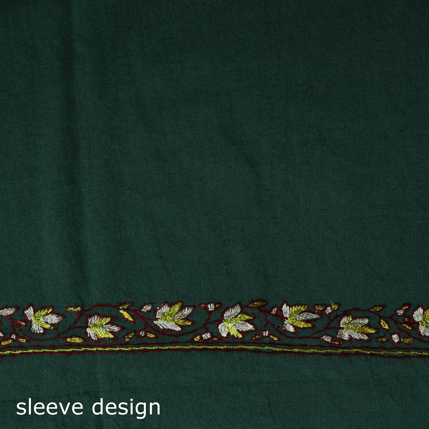 Green - Hand Embroidered Cotton Kashida 2pc Unstitched Dress Material Kurta Set 01