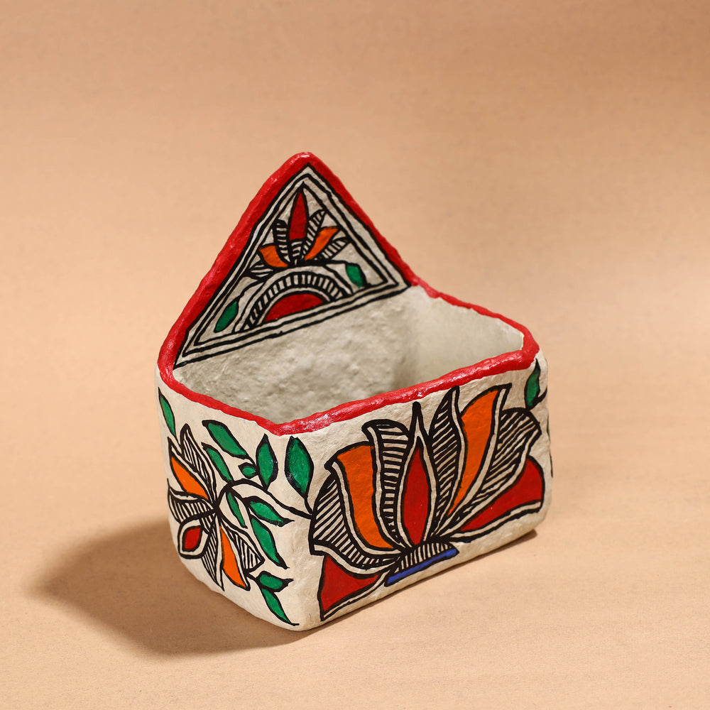 Madhubani Handpainted Paper Mache Letter & Paper Holder