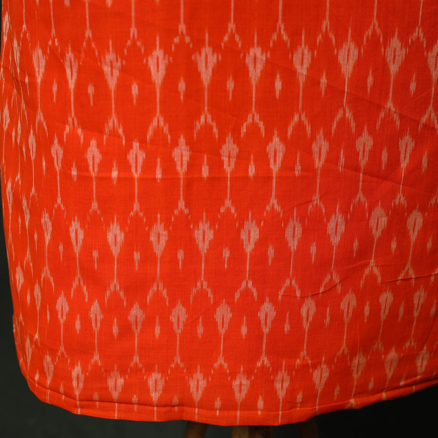 Orange - Pochampally Ikat Mercerised Cotton 2pc Unstitched Dress Material Kurta Set 48